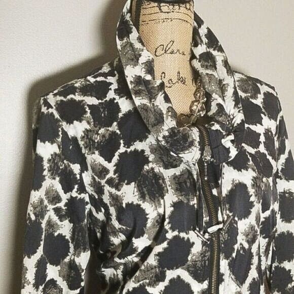 Christopher & Banks Funnel Neck Zip Jacket Animal Print - Picture 1 of 13